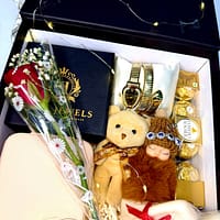 Luxury Birthday Jewellery Gift Hamper for Women with Rose Teddy Wallet and Chocolates