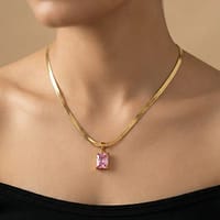 pink solitaire gold pendant necklace