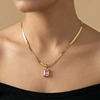 pink solitaire gold pendant necklace