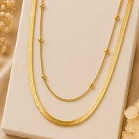 double layer gold chain necklace for women in modern layered design