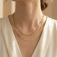 double layer gold chain necklace for women in modern layered design