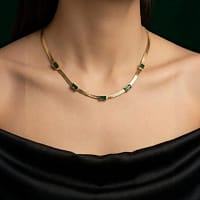 emerald green gold necklace for women with stone detailing