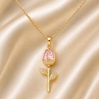rose design gold pendant necklace for women