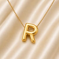 R initial pendant necklace