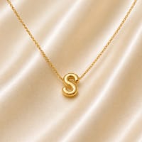 gold S initial pendant necklace for women