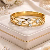 Luxury Geometric Crystal Gold Bracelet for Women