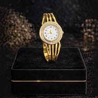 Elegant Crystal Dial Gold Bracelet Watch for Women