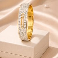 Luxury Crystal Wide Gold Bracelet for Women