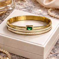 Emerald Green Stone Bracelet for Women Gold Crystal Cuff Bracelet