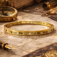 gold plated Roman number bracelet for women with crystal design