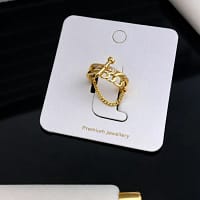 gold chain link adjustable ring for women