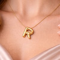 R initial pendant necklace