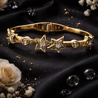 Luxury Gold Star Crystal Statement Bracelet for Women
