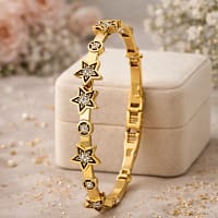 Luxury Gold Star Crystal Statement Bracelet for Women