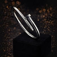 Modern Silver Nail Design Statement Bracelet for Women