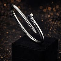 Modern Silver Nail Design Statement Bracelet for Women