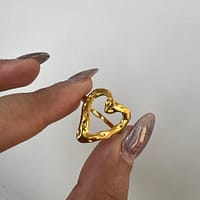 Elegant Gold Heart Shape Statement Ring for Women with Modern Design