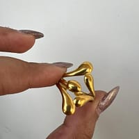 Elegant Gold Abstract Drop Adjustable Ring for Women