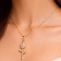 rose design gold pendant necklace for women