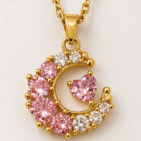 Moon Heart Crystal Pendant Necklace