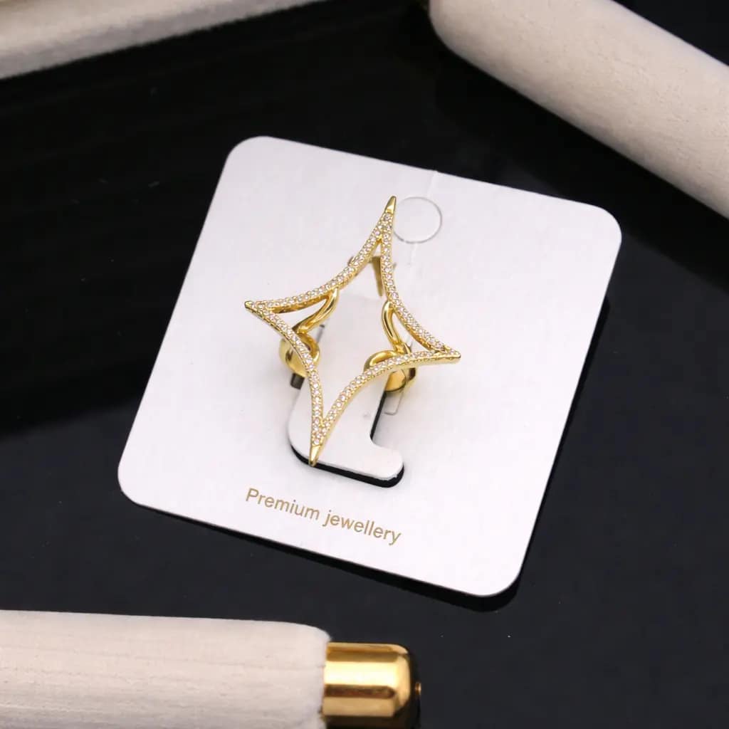 gold star shape adjustable ring for women
