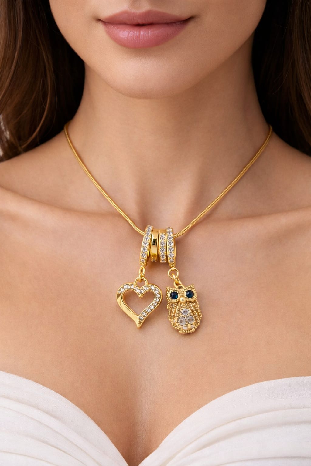 Liora Anti-Tarnish Heart & Owl Locket