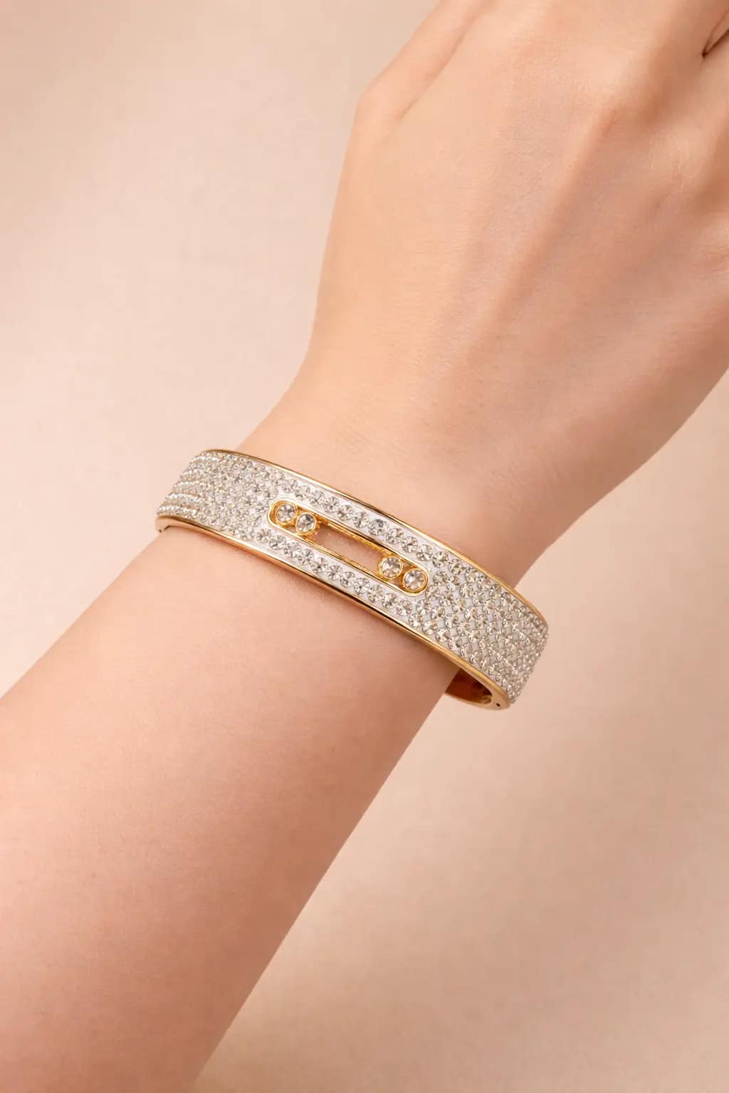 Luxury Crystal Wide Gold Bracelet for Women - Image 2