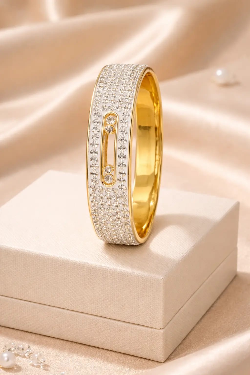 Luxury Crystal Wide Gold Bracelet for Women