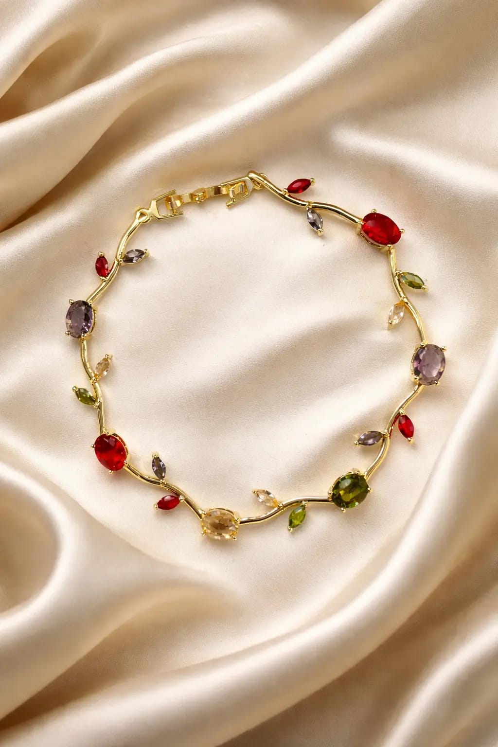 multicolor stone gold bracelet for women
