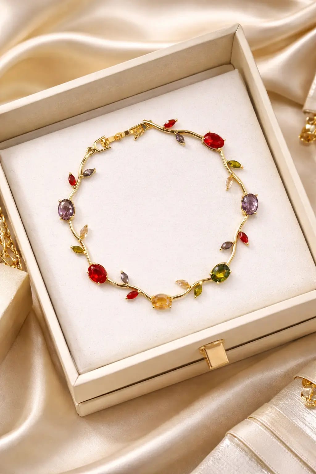 Premium Multicolor Stone Gold Bracelet for Women - Image 3