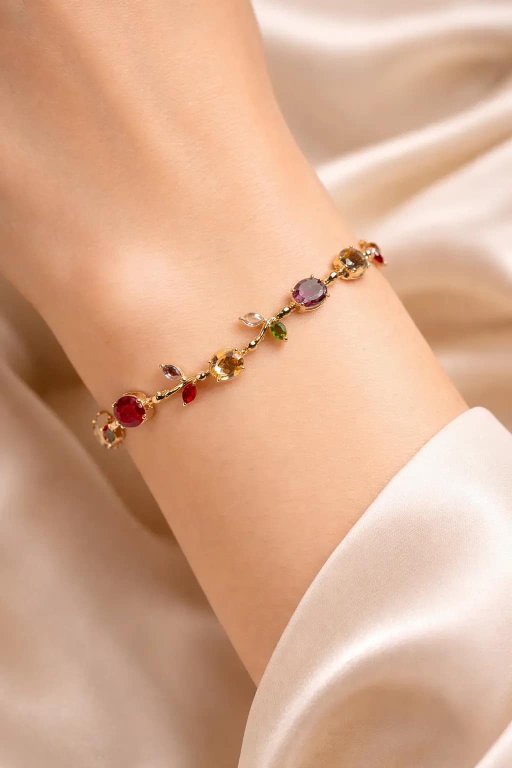 Premium Multicolor Stone Gold Bracelet for Women - Image 2