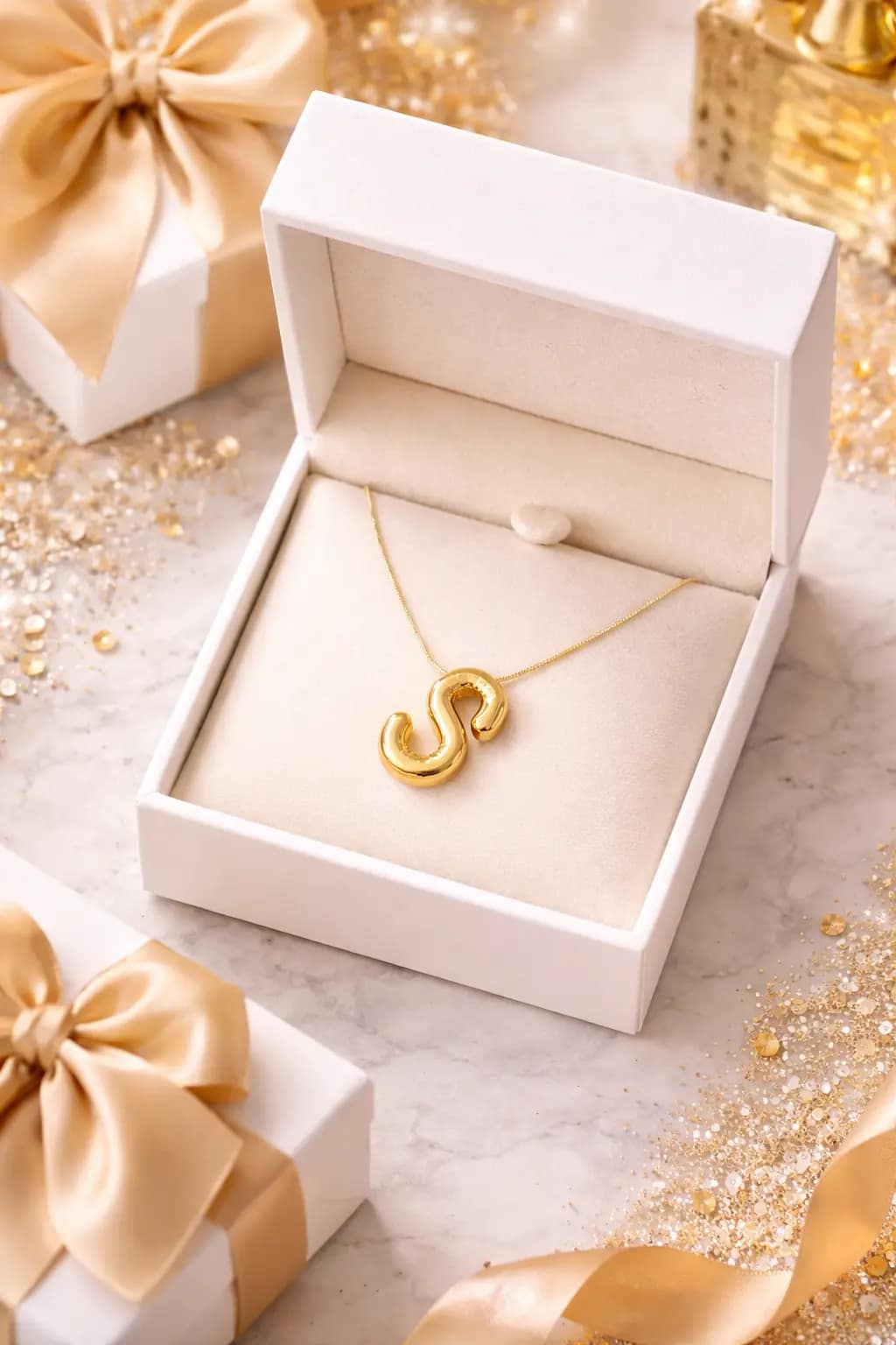 Luxury Gold S Initial Pendant Necklace for Women | Minimal Alphabet Charm Chain - Image 2