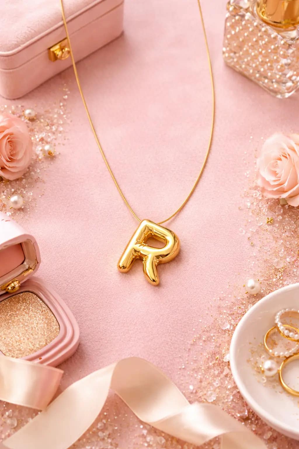 Luxury Gold R Initial Pendant Necklace for Women | Minimal Alphabet Charm Jewelry - Image 3