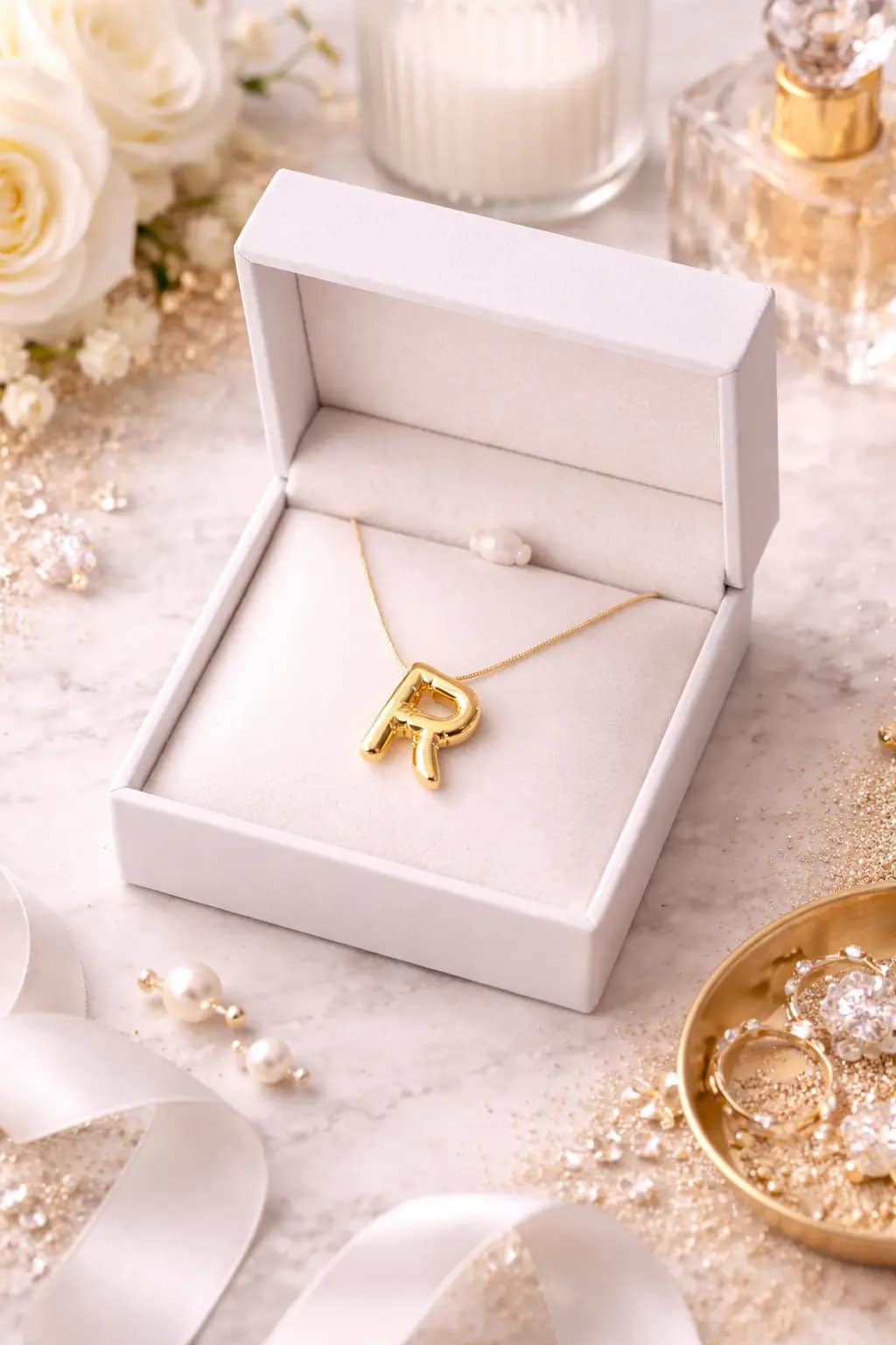 Luxury Gold R Initial Pendant Necklace for Women | Minimal Alphabet Charm Jewelry - Image 2