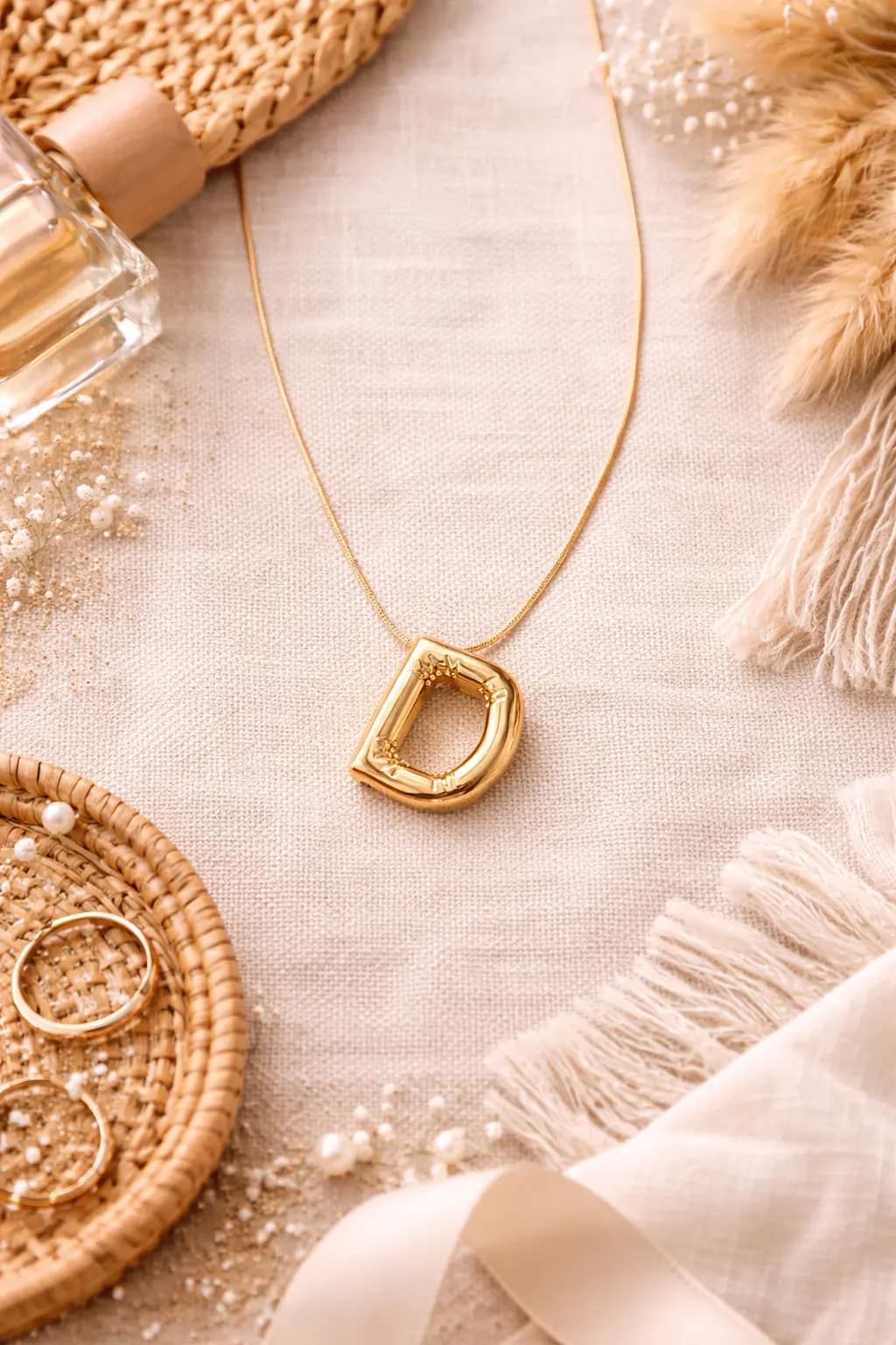 Luxury Gold D Initial Pendant Necklace for Women | Minimal Alphabet Charm Jewelry - Image 3