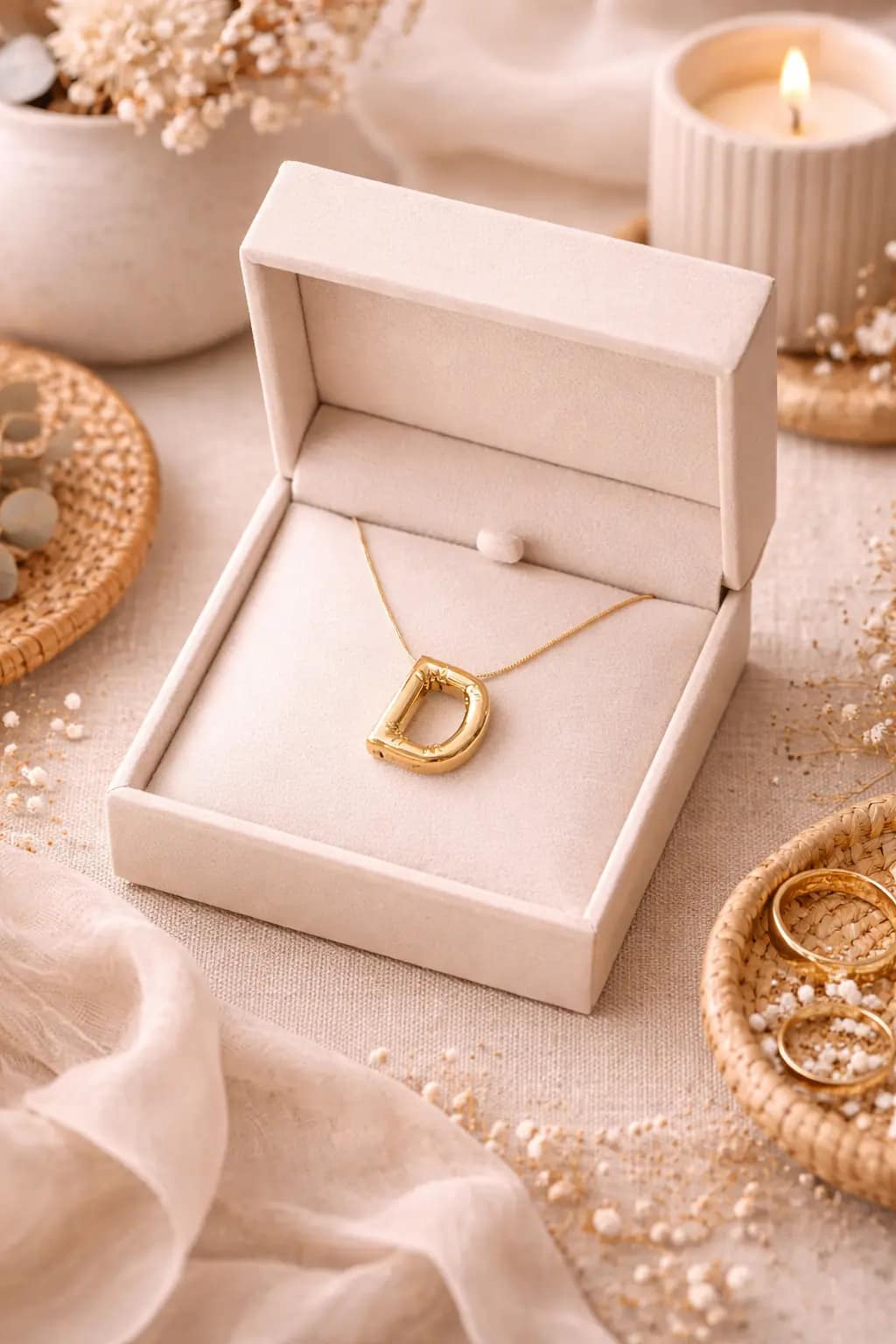 Luxury Gold D Initial Pendant Necklace for Women | Minimal Alphabet Charm Jewelry - Image 2