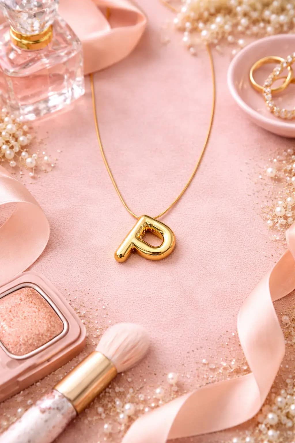 Luxury Gold P Initial Pendant Necklace for Women | Minimal Alphabet Charm Jewelry - Image 3