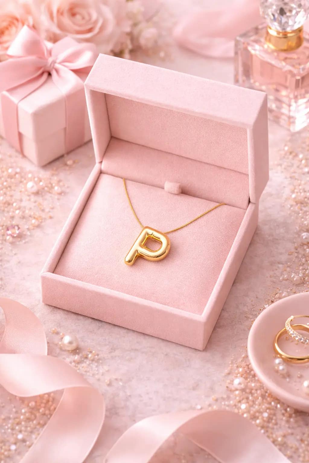 Luxury Gold P Initial Pendant Necklace for Women | Minimal Alphabet Charm Jewelry - Image 2