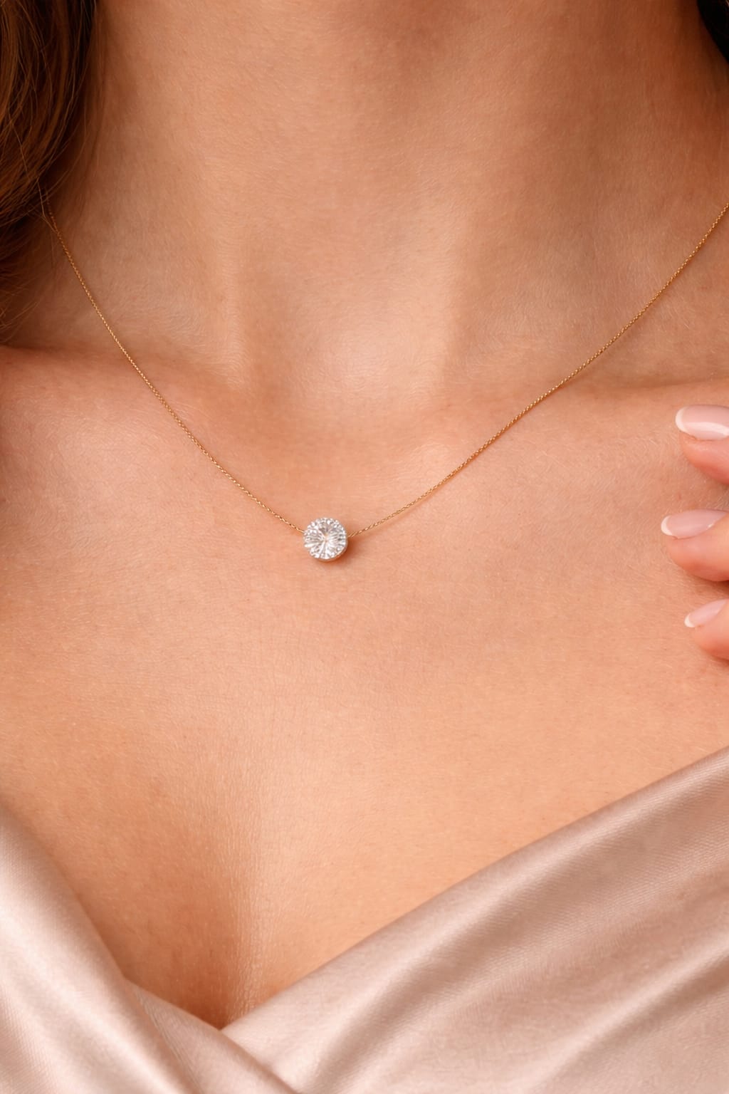 solitaire stone pendant necklace