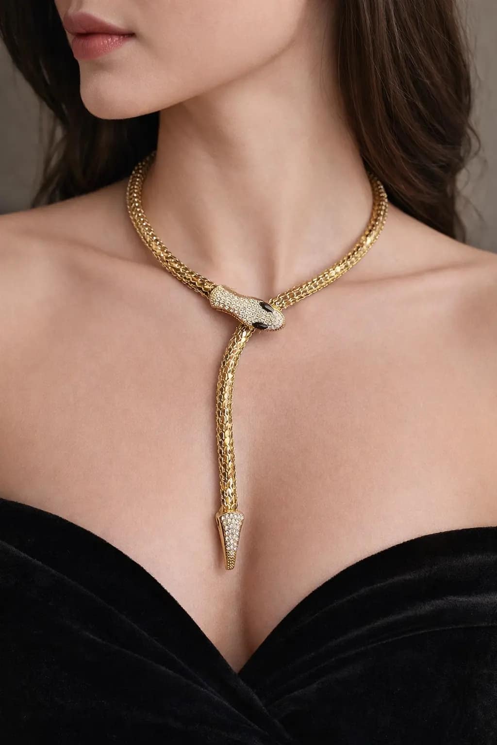 Luxury Gold Snake Wrap Statement Necklace for Women