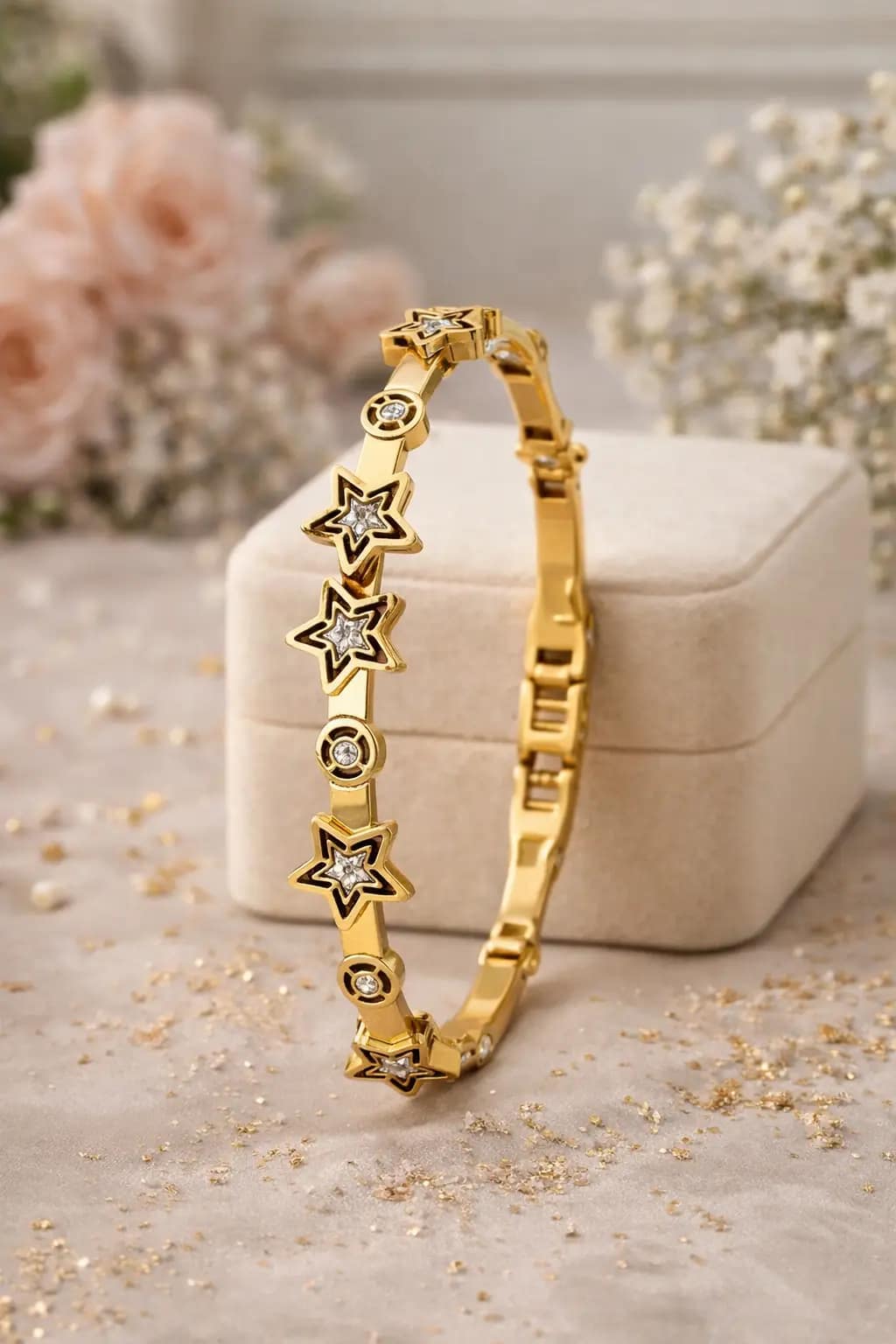 Luxury Gold Star Crystal Statement Bracelet for Women