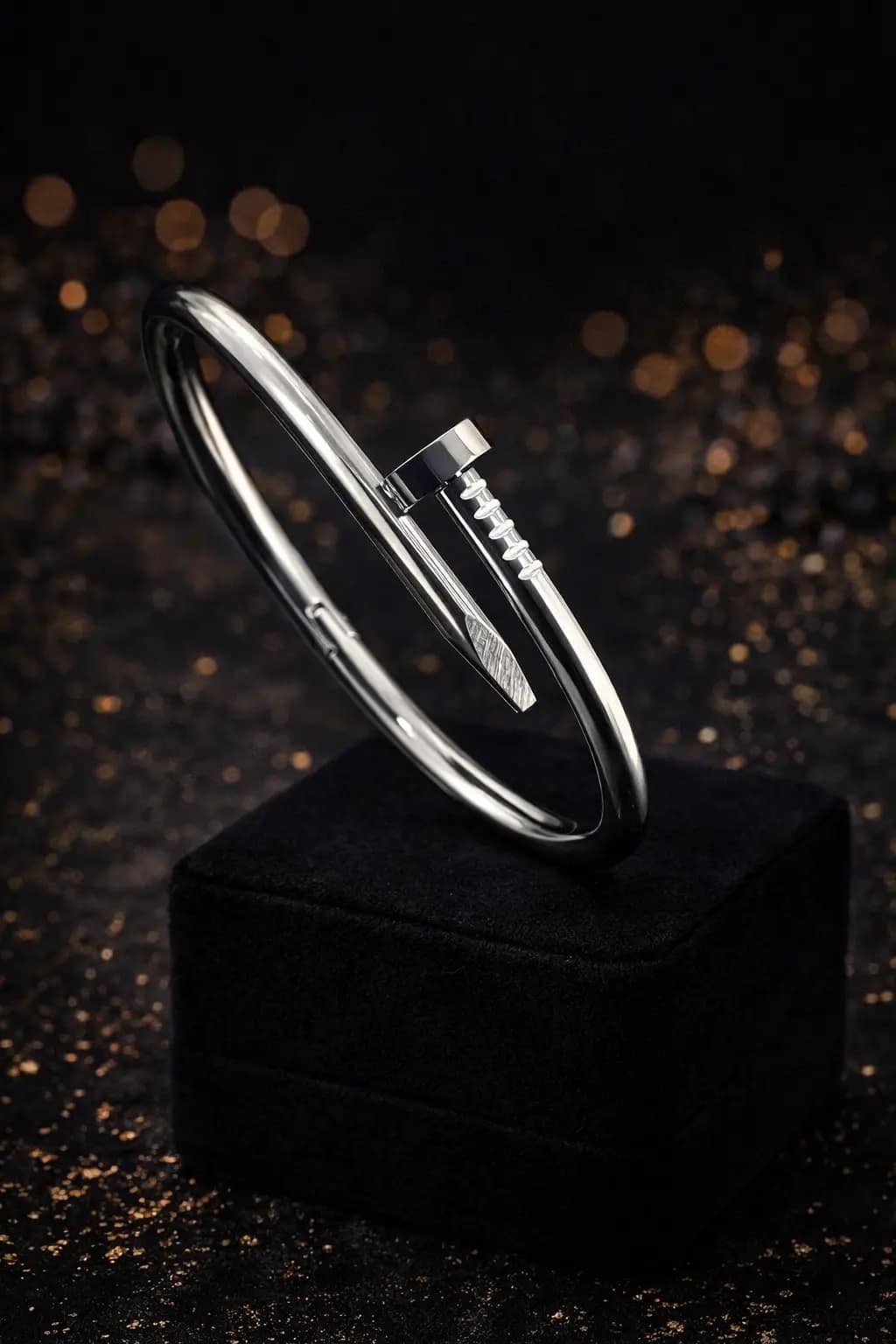 Modern Silver Nail Design Statement Bracelet for Women
