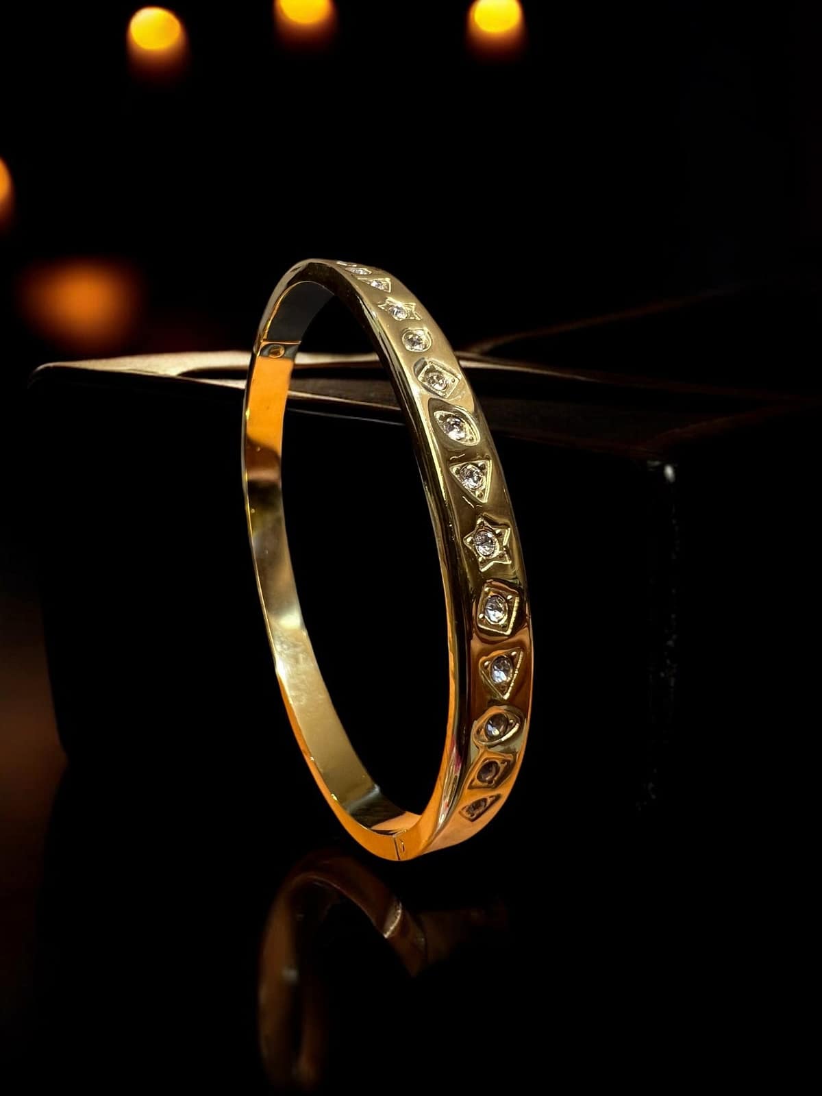 Diamond Groove Anti Tarnish Gold Plated Bracelet