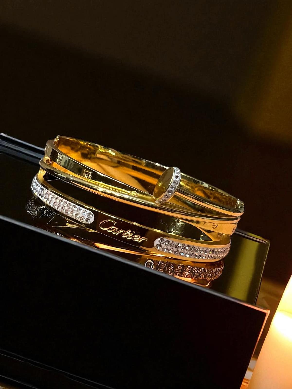 Royal Radiance Anti Tarnish Gold Plated Bracelet ( Standard Size )