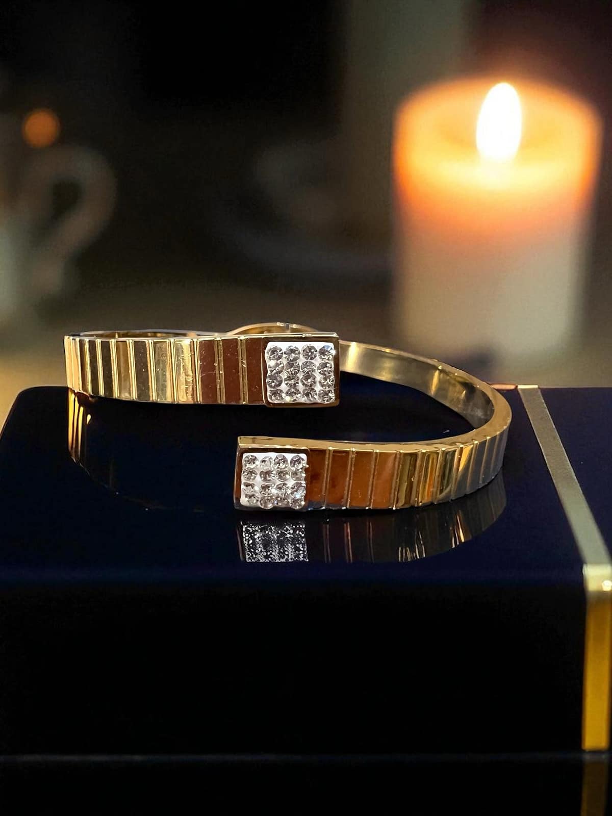 Square Spark Anti Tarnish Gold Plated Bracelet - Image 2