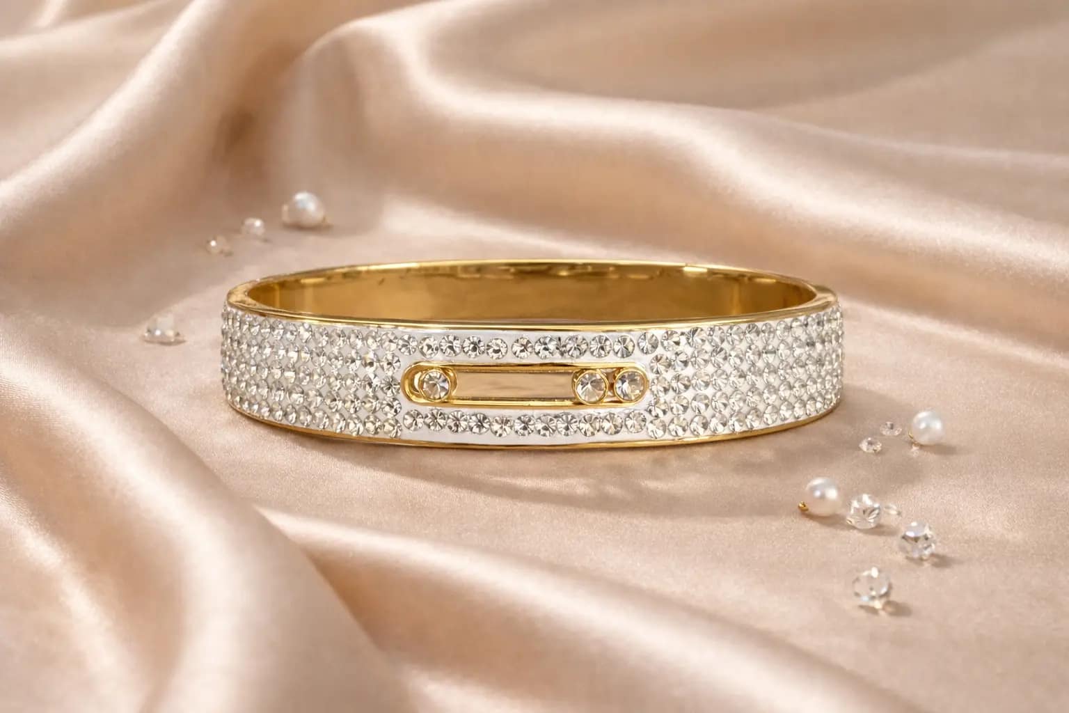 Luxury Crystal Wide Gold Bracelet for Women - Image 3