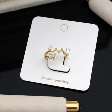 gold floral adjustable ring for women