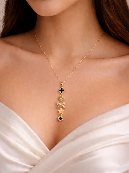 Black Clover Pendant Necklace