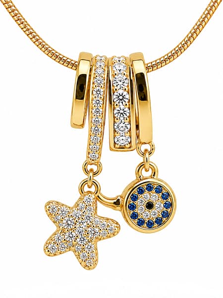 18K Gold Plated Star Evil Eye Charm Necklace
