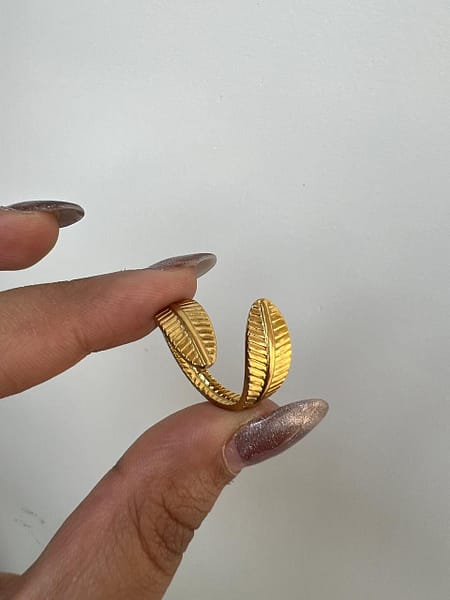 Gold Leaf Adjustable Ring for Women